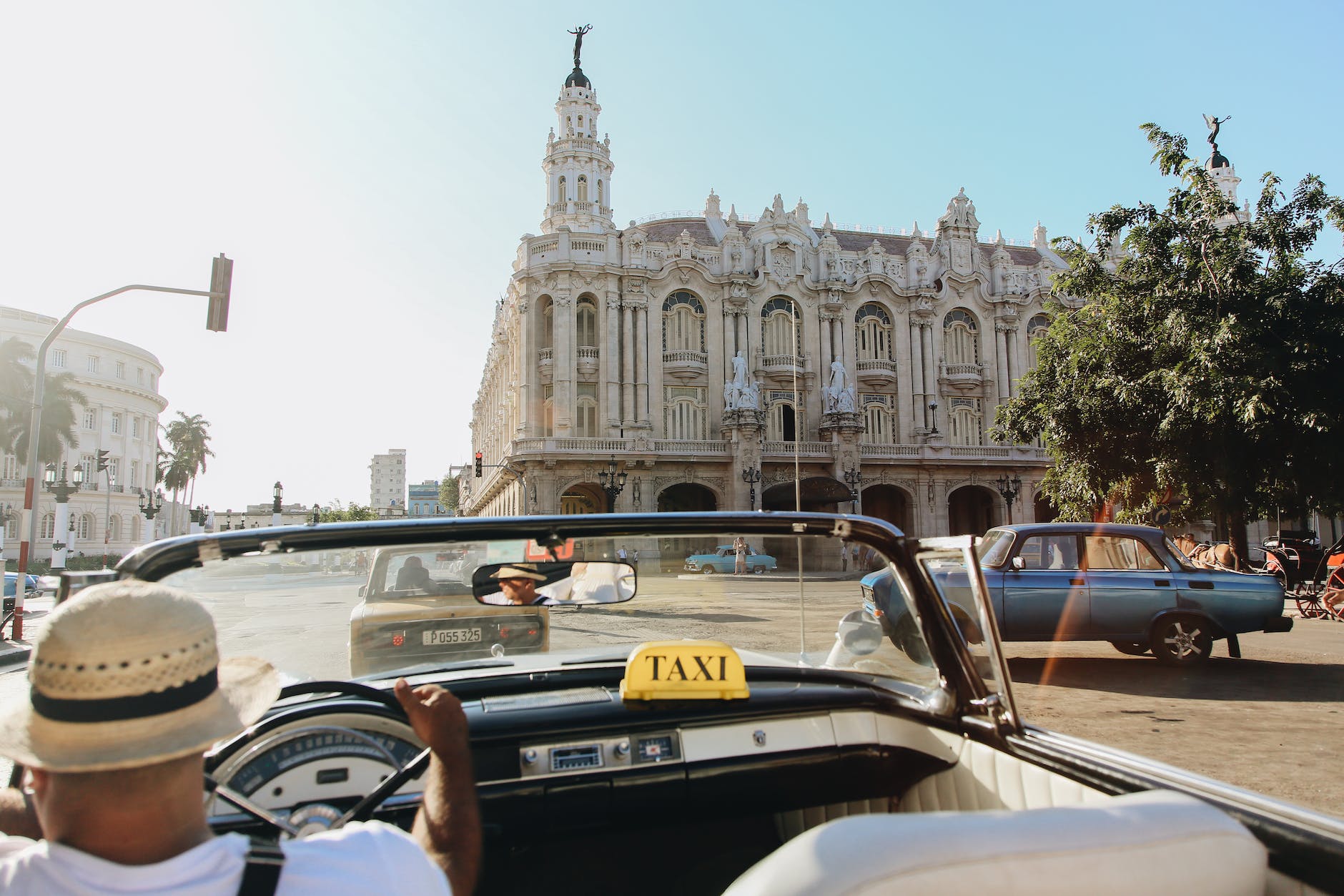 convertible taxi in city